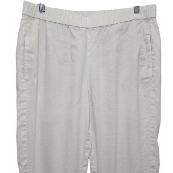 J. Jill Linen Stretch Pants Size Medium Petite White Casual Beachy Minimalist - Picture 3 of 9